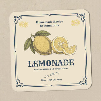Autocollant d'étiquette de limonade vintage
