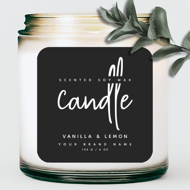 Autocollant d'étiquette de produit noir à écriture (Créateur téléchargé)