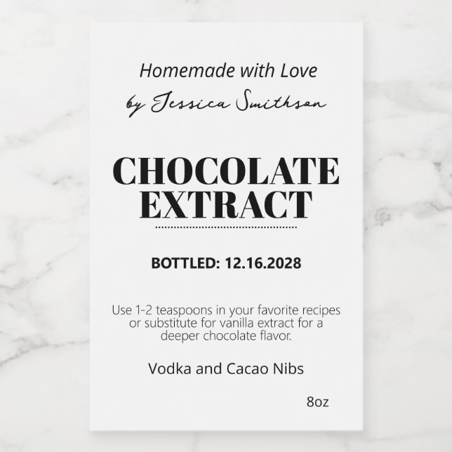 Autocollant d'étiquette moderne d'extrait de choco (Étiquettes simples)