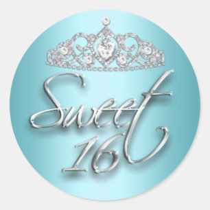 Autocollant Diadème Teal & Silver Sparkle Sweet 16