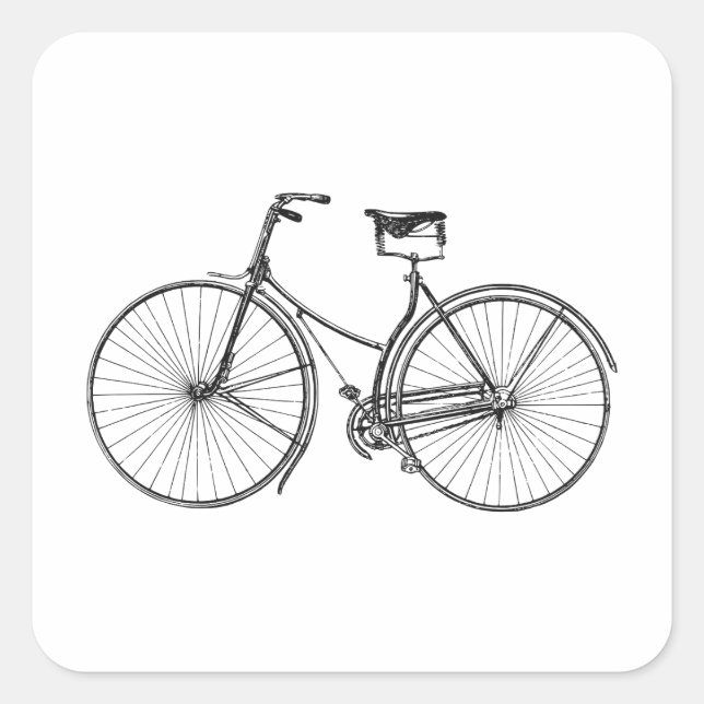 Autocollant d'illustration de bicyclette noir et b (Devant)
