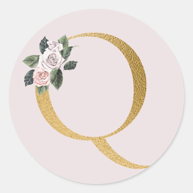 Autocollant d'initiales de roses dorées de printem (Devant)