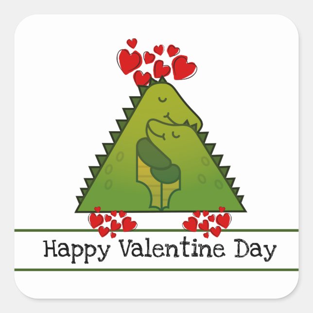 Autocollant Dinosaur Couple Valentine (Devant)