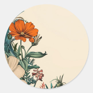 Autocollant d'invitation floral vintage orange sar