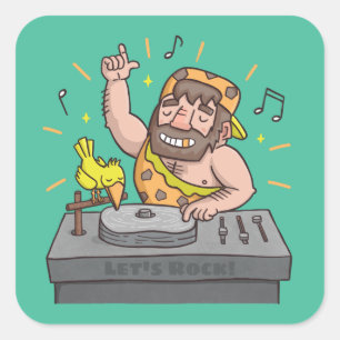 Autocollant DJ Musique de l'Âge de Pierre Homme de