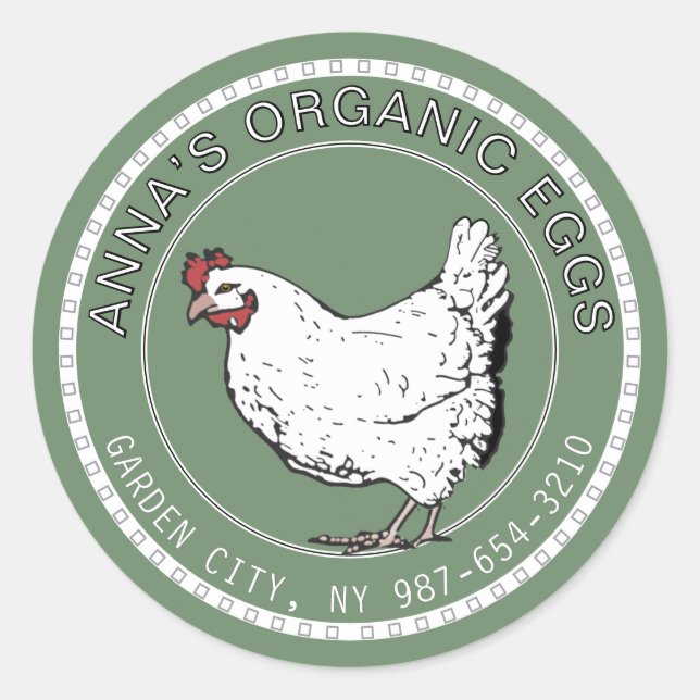 Autocollant d'oeuf biologique Style Ferme Hen sur  (Devant)