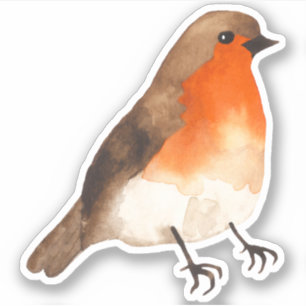 Autocollant d'oiseaux de jardin Robin d'aquarelle