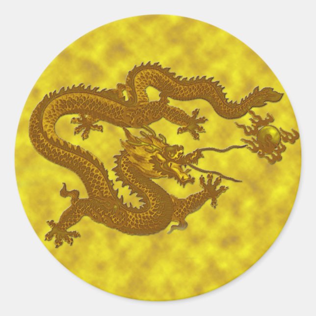 Autocollant d'or #1 de pièce de monnaie de dragon (Devant)