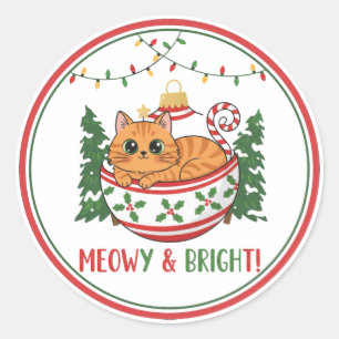 Autocollant d'ornement de chat de Noël fantaisiste