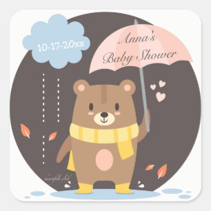 Autocollant d'ours de nounours de baby shower