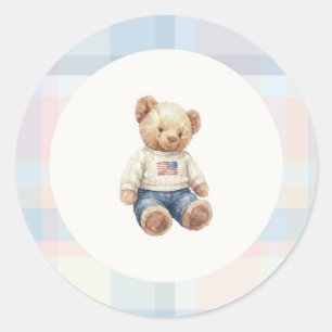 Autocollant d'ours en peluche garçon bleu