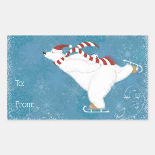 Autocollant d'ours polaire patinant sur glace