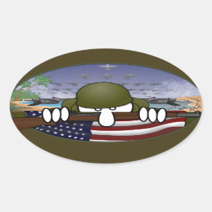 Autocollant d'ovale de 2ÈME GUERRE MONDIALE Kilroy