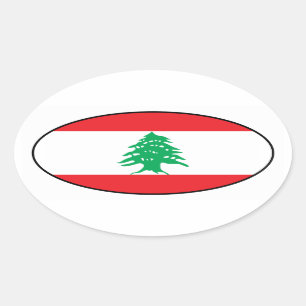 Autocollant d'ovale de drapeau du Liban
