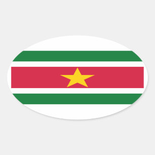 Autocollant d'ovale de drapeau du Surinam