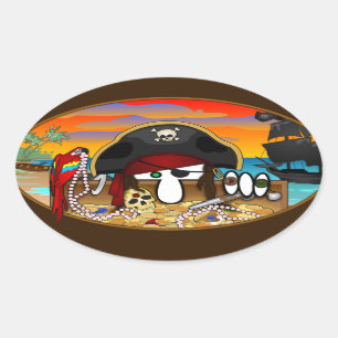Autocollant d'ovale de Kilroy de pirate