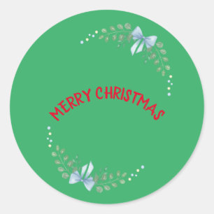 Autocollant drôle de cercle vert de Joyeux Noël