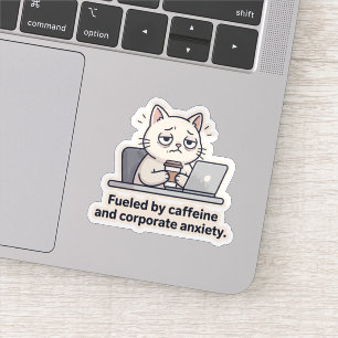 Autocollant drôle de chat caféiné pour le burn-out