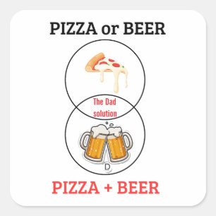Autocollant drôle Pizza et Bière avec nom personna