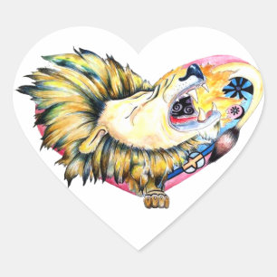 autocollant du coeur du lion