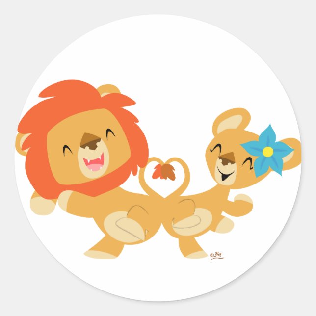 Autocollant du couple de lions de Saint Valentin (Devant)