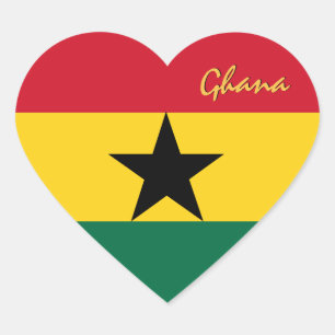 Autocollant du Ghana, Cœur, Drapeau patriotique gh