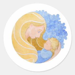 Autocollant du jour de mère de mère et d'enfant 