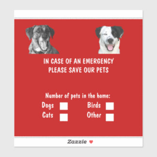 Autocollant d'urgence pour animaux domestiques