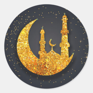 Autocollant éclatant de mosquée et de lune