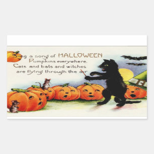 Autocollant effrayant drôle vintage de citrouille