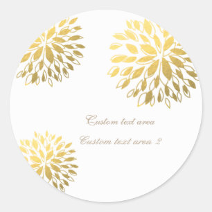 Autocollant élégant blanc floral moderne à feuille