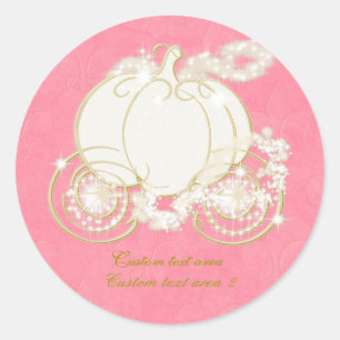 Autocollant élégant Cendrillon rose et or Carrosse