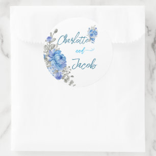 Autocollant élégant de fleurs bleues pour la douch