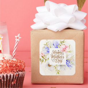 Autocollant élégant floral Joyeuse fête des mères