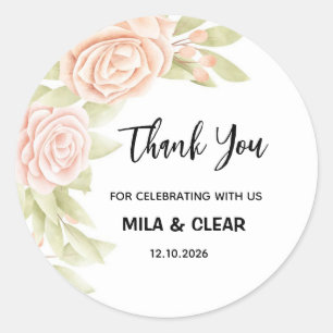 Autocollant Élégant Merci pour Mariages, Fêtes