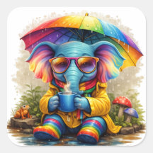 Autocollant éléphant arc-en-ciel mignon – Cozy Kaw