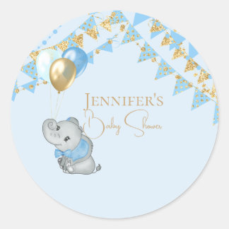 Autocollant Éléphant Bleu Cadeaux de Baby Shower