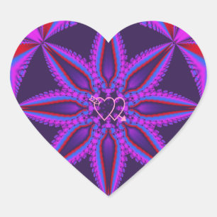 autocollant en forme de coeur cool imaginaire fleu
