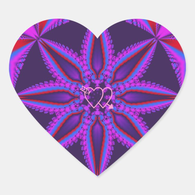 autocollant en forme de coeur cool imaginaire fleu (Devant)