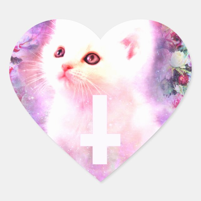 Autocollant en forme de coeur Pastel Cat (Devant)