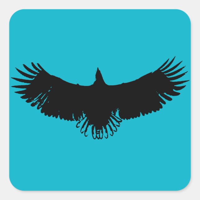 Autocollant en silhouette d'aigle noir et bleu (Devant)