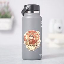 Autocollant en vinyle de tasse à café Panda rouge 