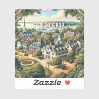Autocollant en vinyle de Williamsburg Virginia 3 p