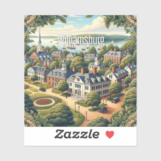 Autocollant en vinyle de Williamsburg Virginia 3 p (Feuille)
