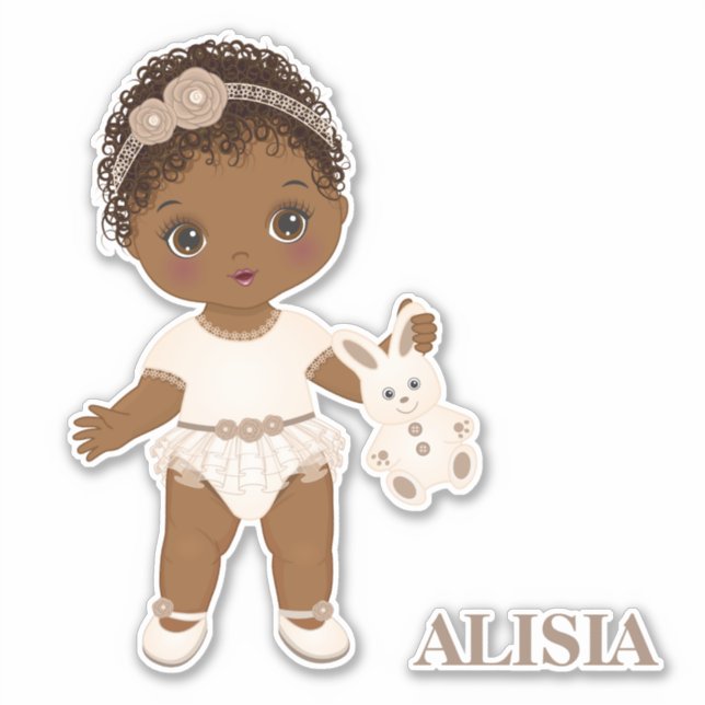 Autocollant en vinyle pour bébé afro-américain Boh (Devant)