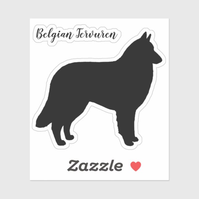 Autocollant en vinyle Silhouette pour chien Tervur (Feuille)