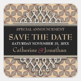 Autocollant Enregistrer la Date Etoiles Latte