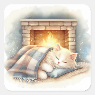 Autocollant esthétique hiver mignon chat