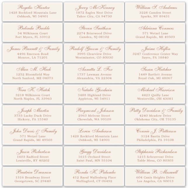 Autocollant étiquette de adresse invité mariage en (Devant)