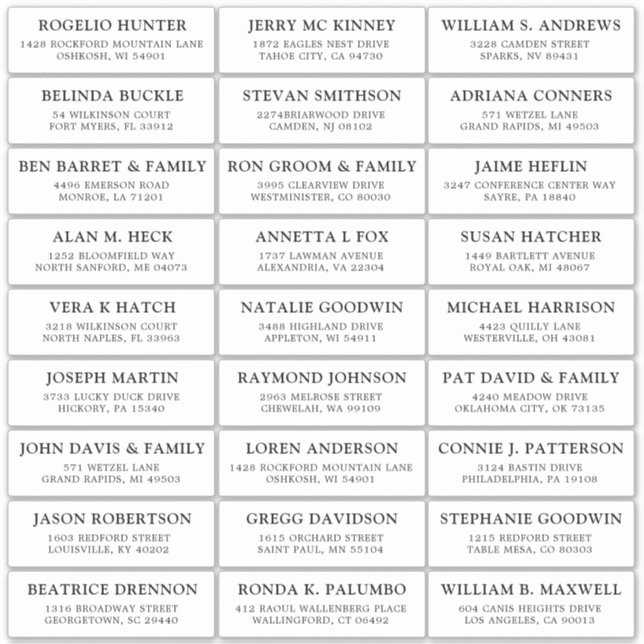 Autocollant étiquette de adresse invité mariage pe (Devant)